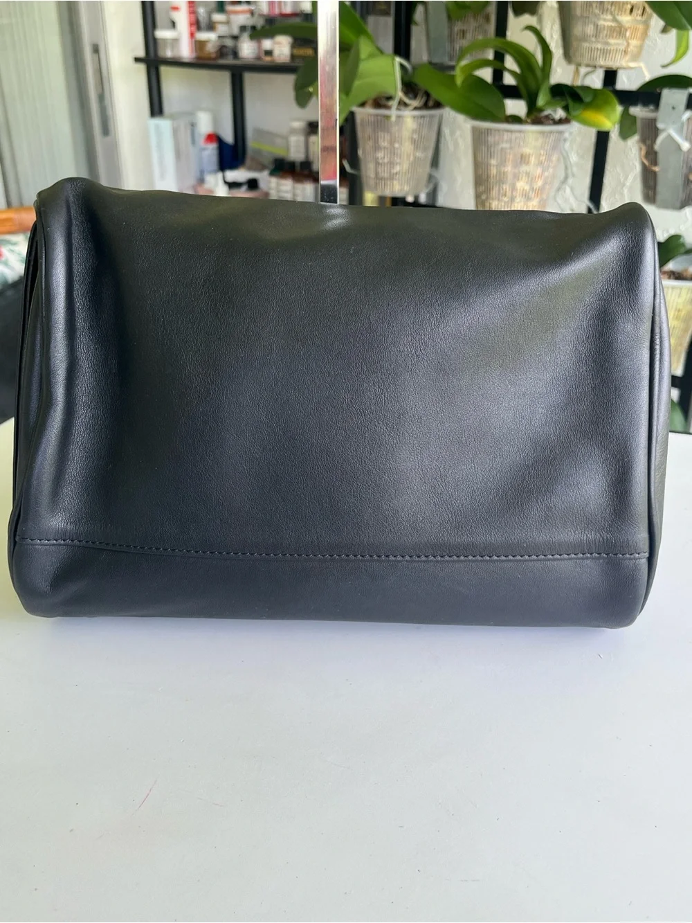 TUMI Men's Black Leather Travel Dopp Kit Toiletry Bag